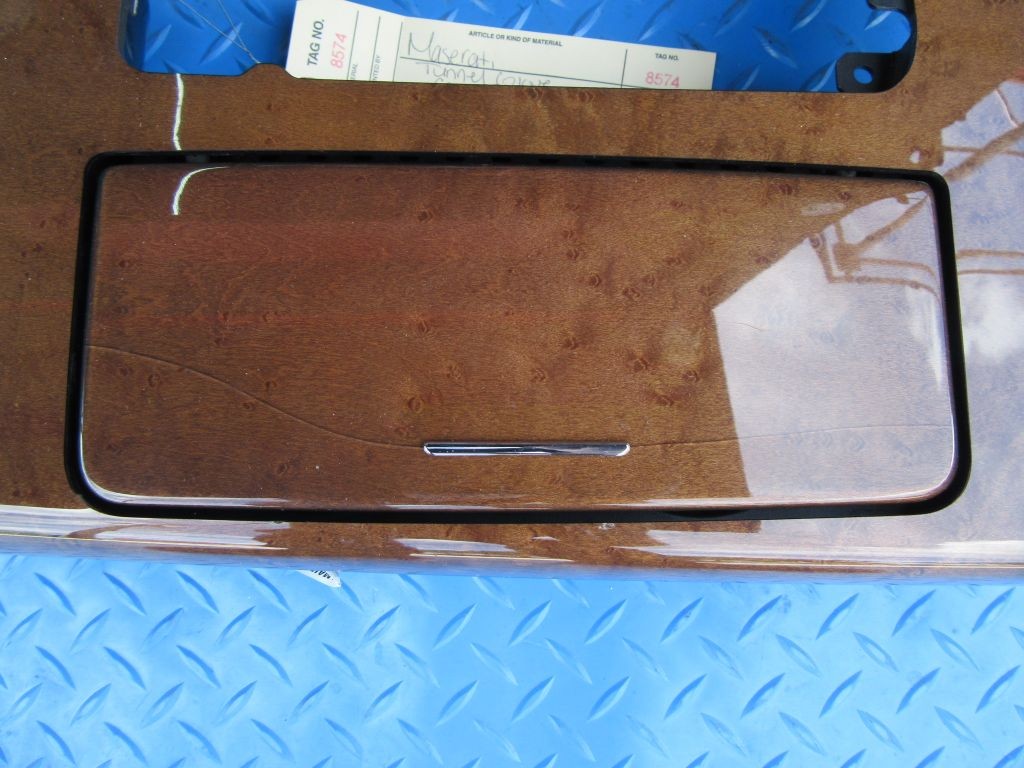 Maserati Quattroporte center console compartment trim panel gloss wood #8574