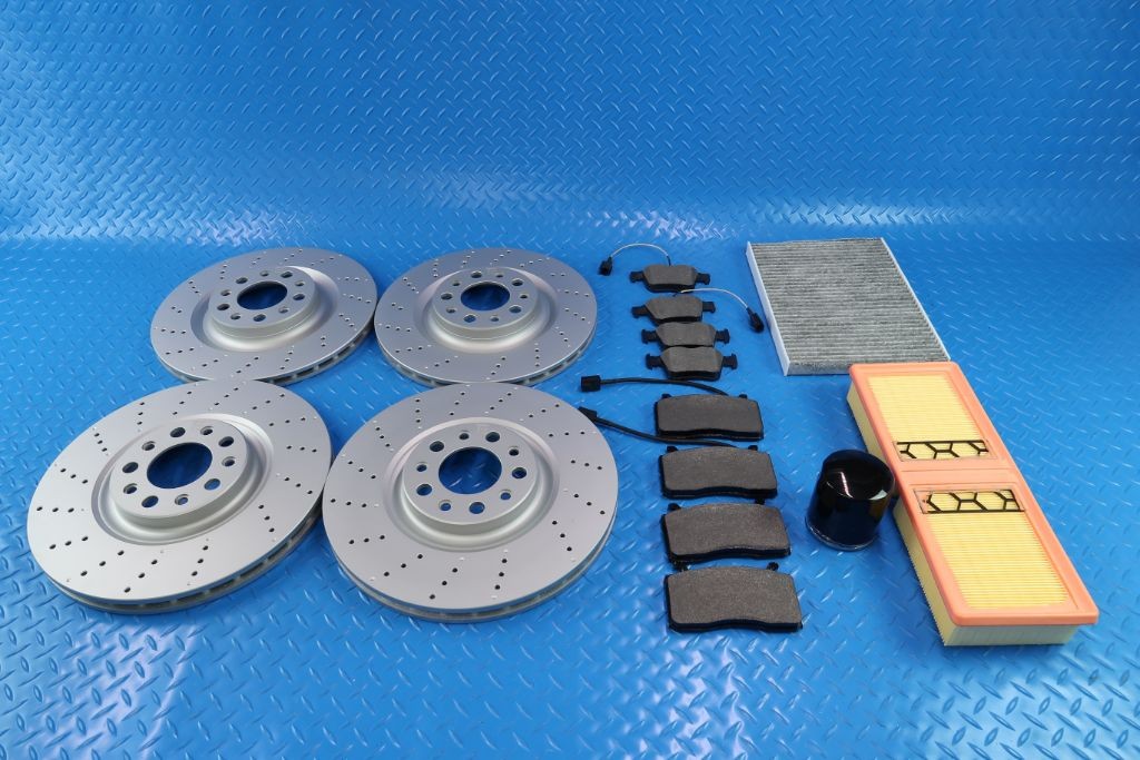 Alfa Romeo Giulia filters & front rear brake pads drilled rotors TopEuro #11326