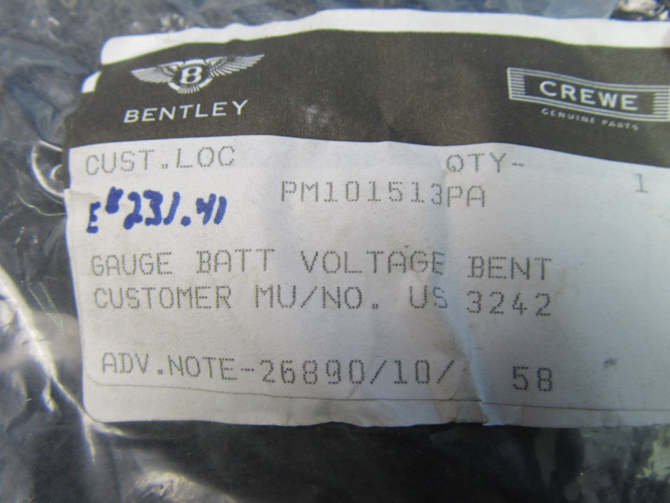 Bentley Arnage battery gauge NEW OEM #0513