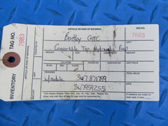 Bentley Continental GTC convertible top roof hydraulic pump motor #7683