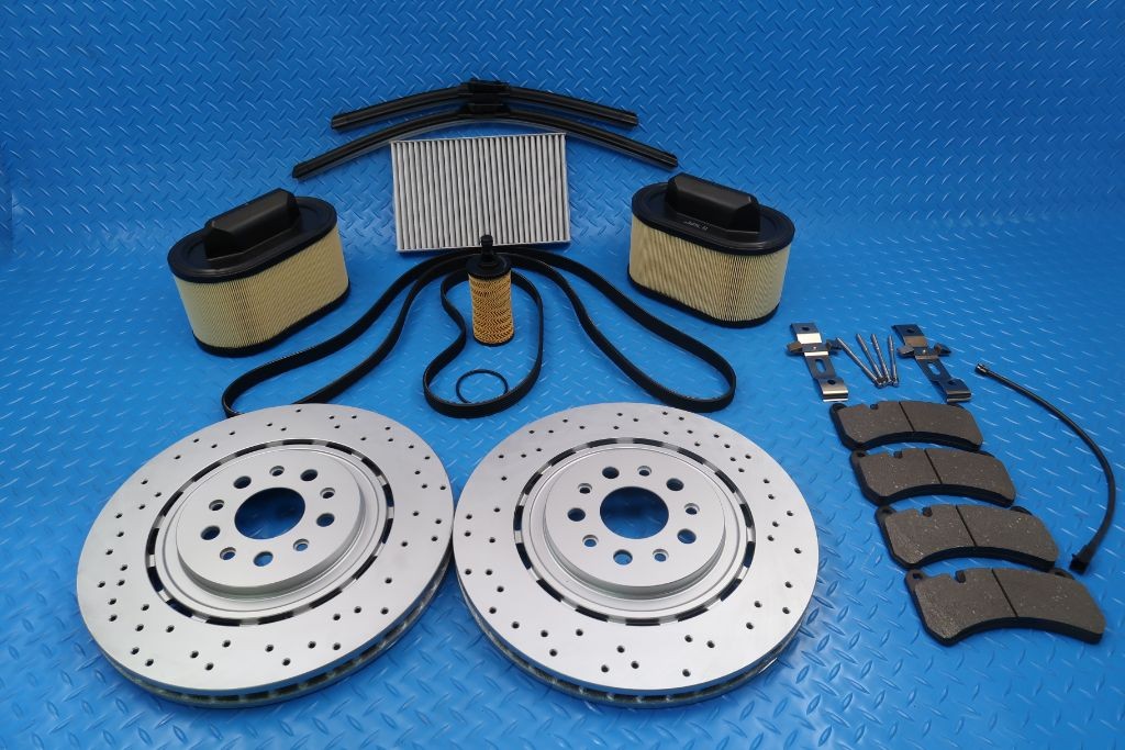 Maserati Ghibli Quattroporte front brake pads rotors filters belt service kit #9277