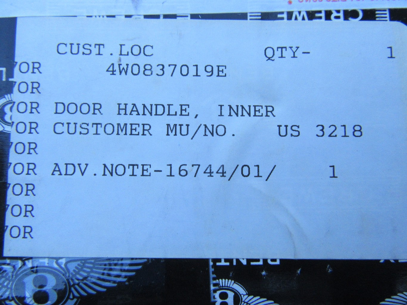Bentley Continental Flying Spur left inner door handle #0386