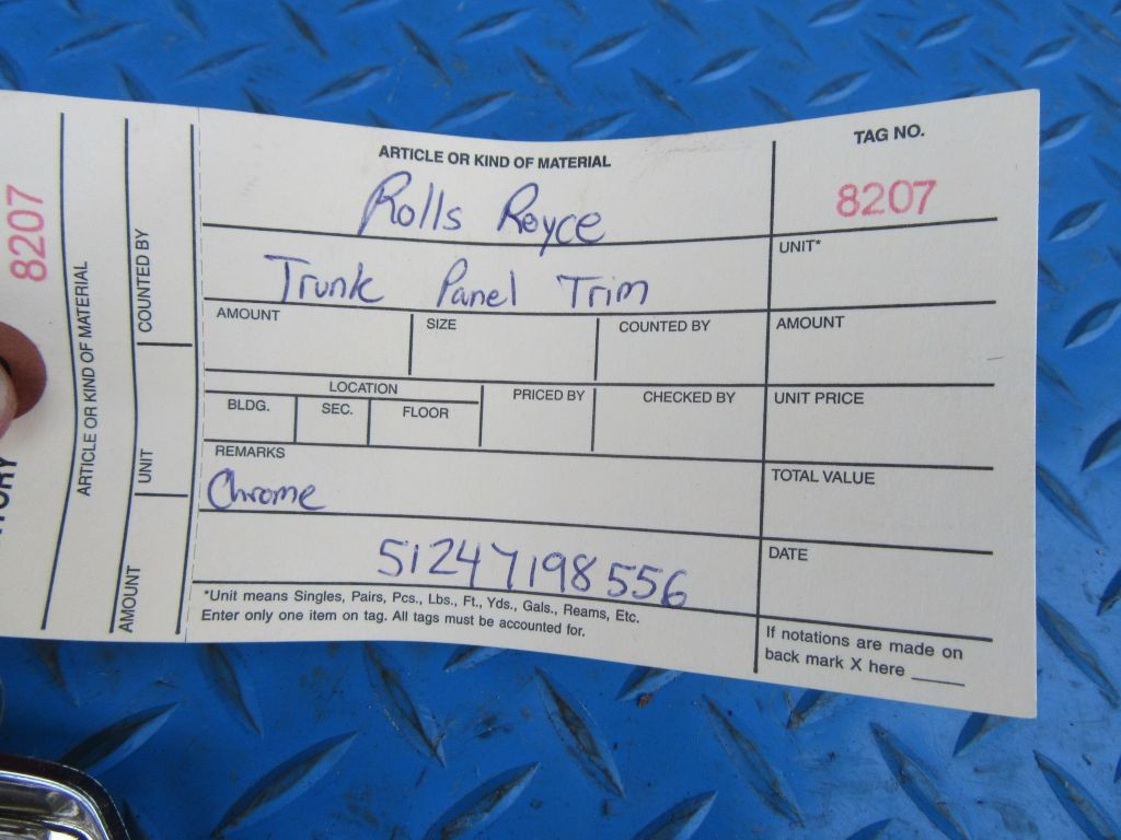 Rolls Royce Ghost trunk panel chrome trim #8207