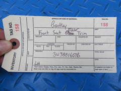 Bentley Continental GT GTC left front seat folder trim plate #0158