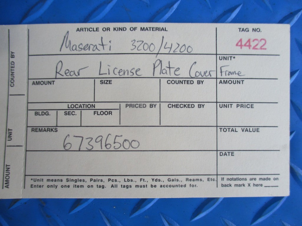 Maserati 3200 4200 rear license plate lights frame cover #4422