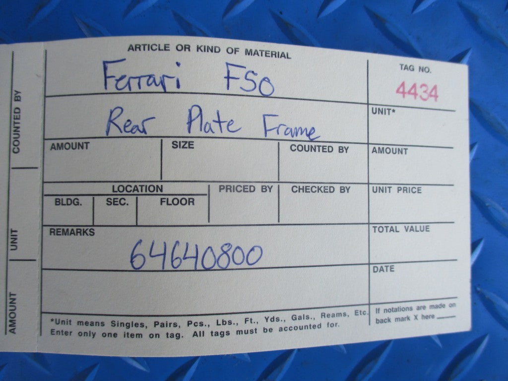 Ferrari F50 rear license plate frame New OEM #4434