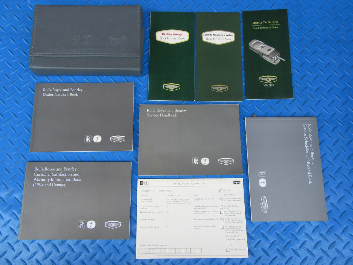 Bentley Arnage warranty information service record books handbooks pouch #0109