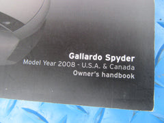 Lamborghini Gallardo Spyder owner's handbook #0107