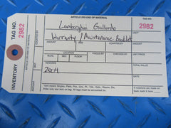 Lamborghini Gallardo warranty and scheduled maintenance plan booklet #2982