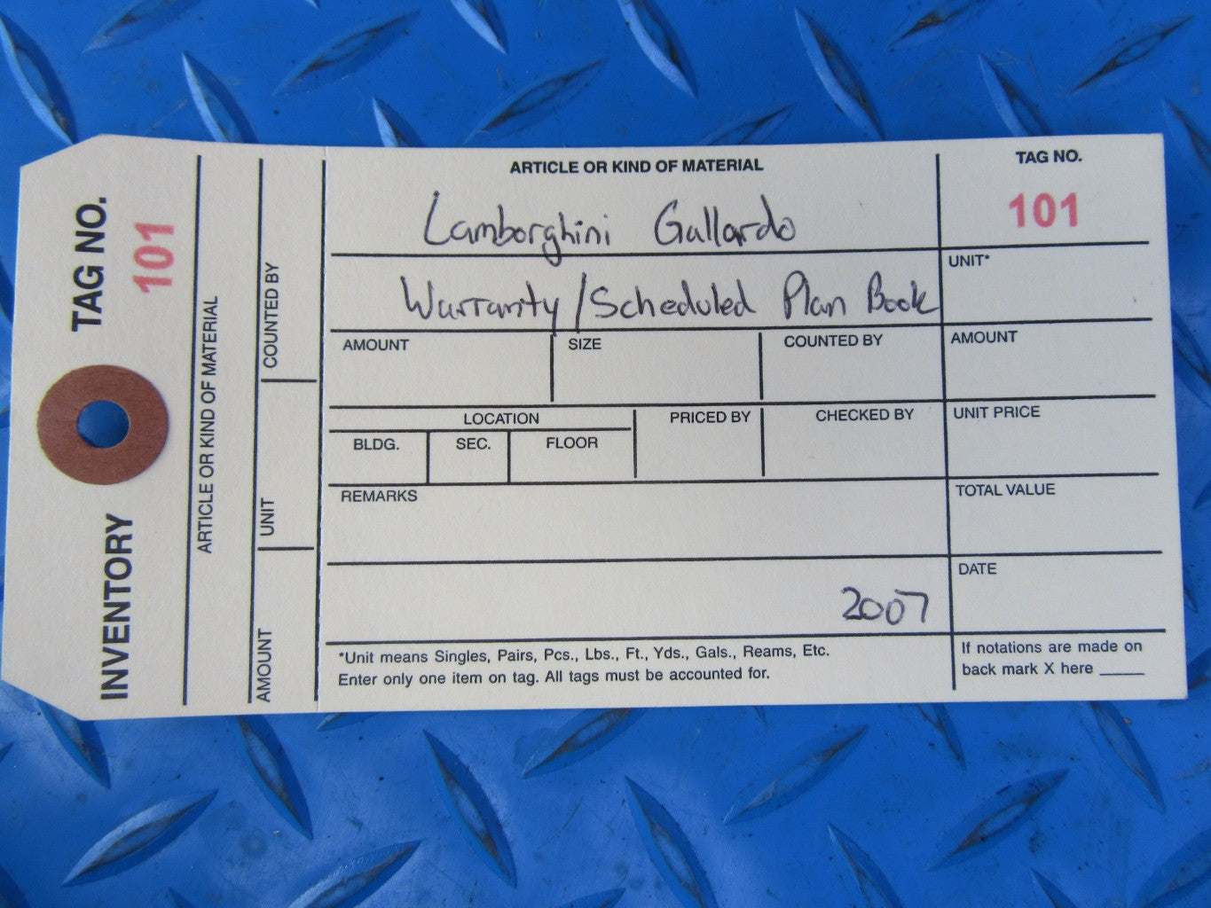Lamborghini Gallardo warranty and scheduled maintenance plan booklet #0101