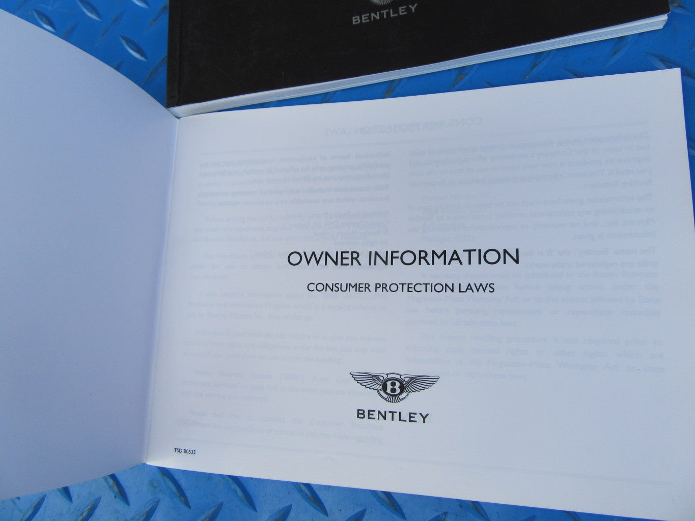 Bentley Continental GT service handbook and consumer protection booklet #0103
