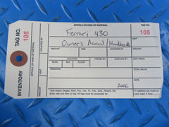 Ferrari 430 F430 Spider owner's manual #0105