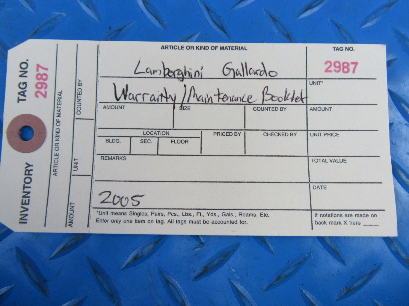Lamborghini Gallardo warranty and scheduled maintenance plan booklet #2987