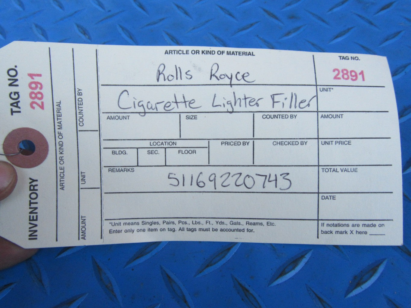 Rolls Royce cigarette lighter filler NEW OEM #2891