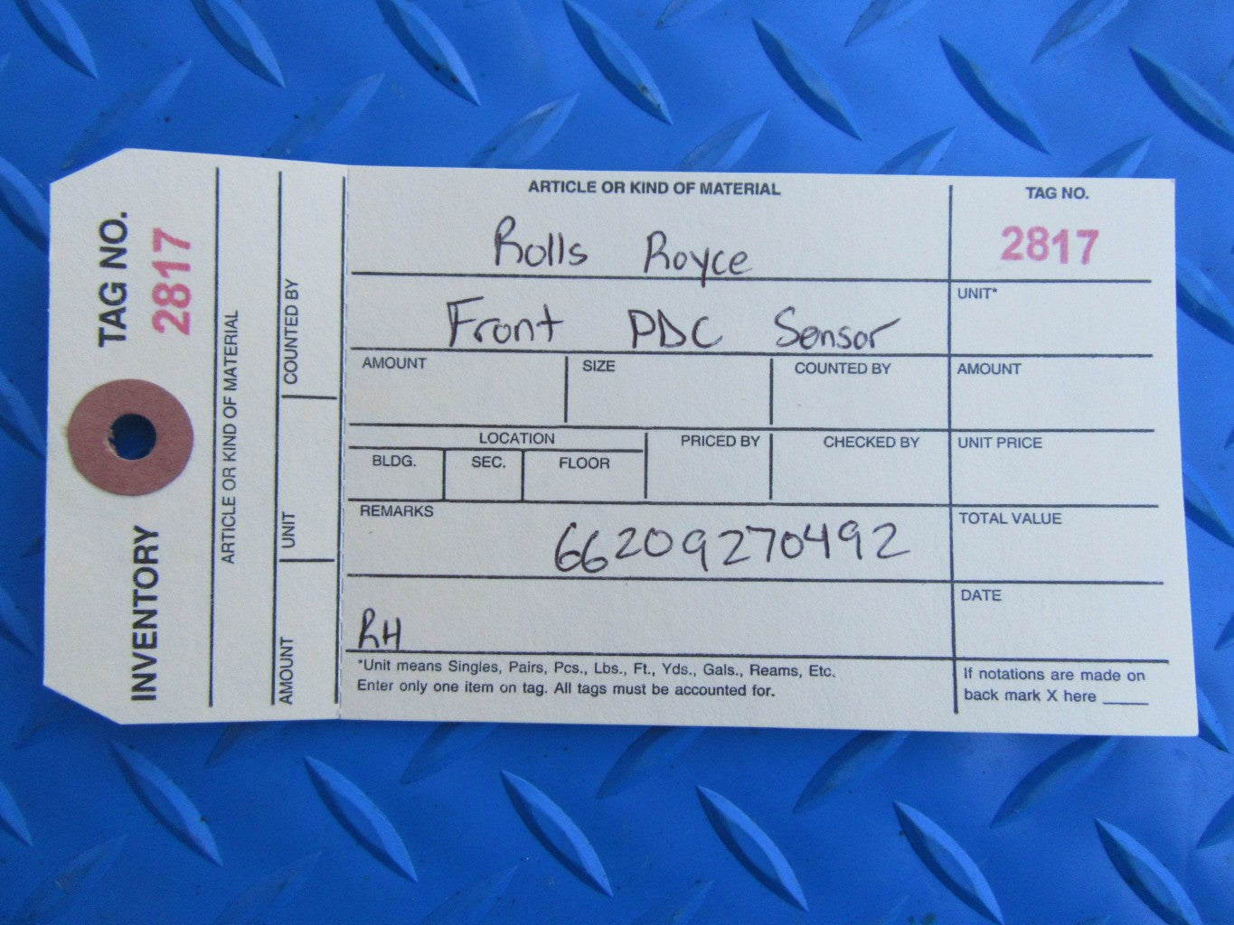 Rolls Royce Ghost right center front pdc sensor #2817