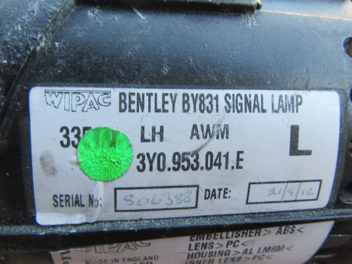 Bentley Mulsanne left turn signal light #2719