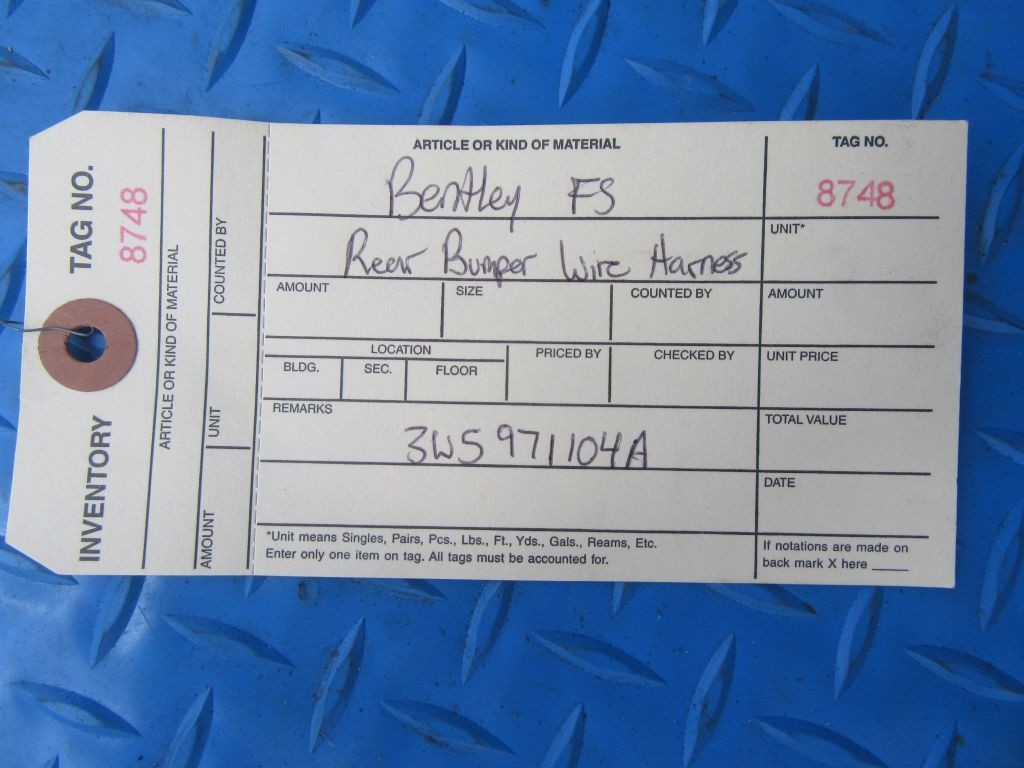 Bentley Continental Flying Spur rear bumper wire harness #8748