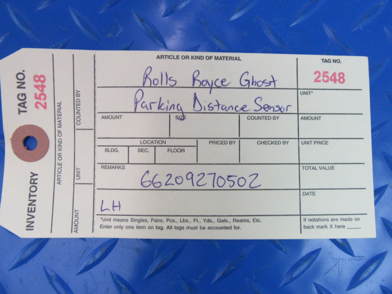 Rolls Royce Ghost left grille frame parking distance sensor #2548