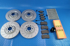 Alfa Romeo Giulia filters & front rear brake pads drilled rotors TopEuro #11326
