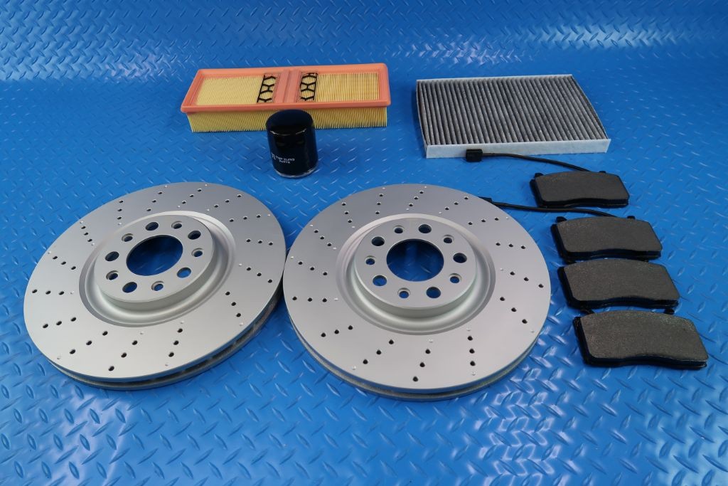 Alfa Romeo Giulia front brake pads & drilled rotors + filters TopEuro #11330