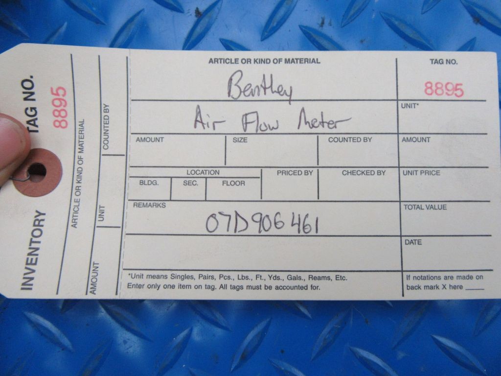 Bentley Continental Flying Spur GT GTC air flow meter #8895