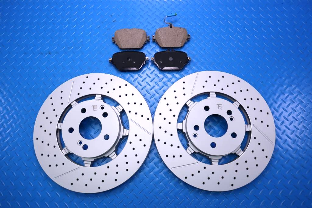 Mercedes E63 AMG S rear brake pads & rotors Low Dust TopEuro #13022