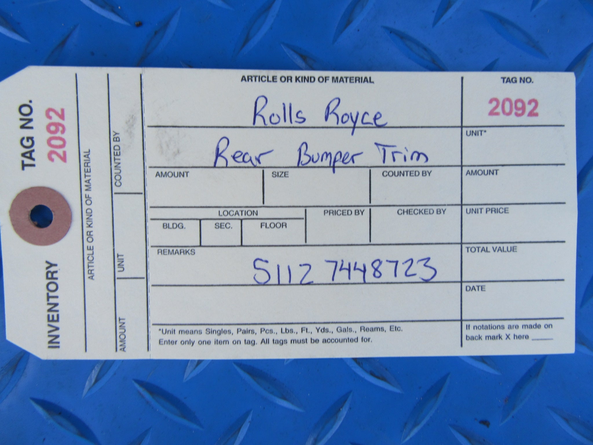 Rolls Royce Cullinan rear bumper chrome trim #2092
