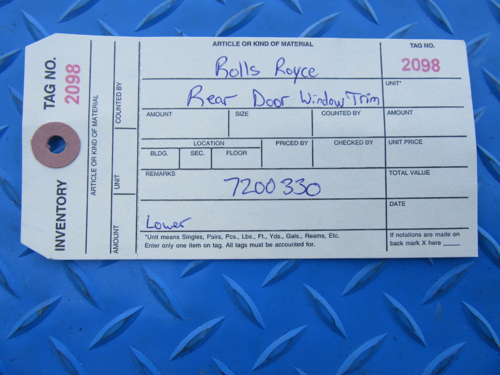 Rolls Royce Ghost right rear door lower window trim #2098