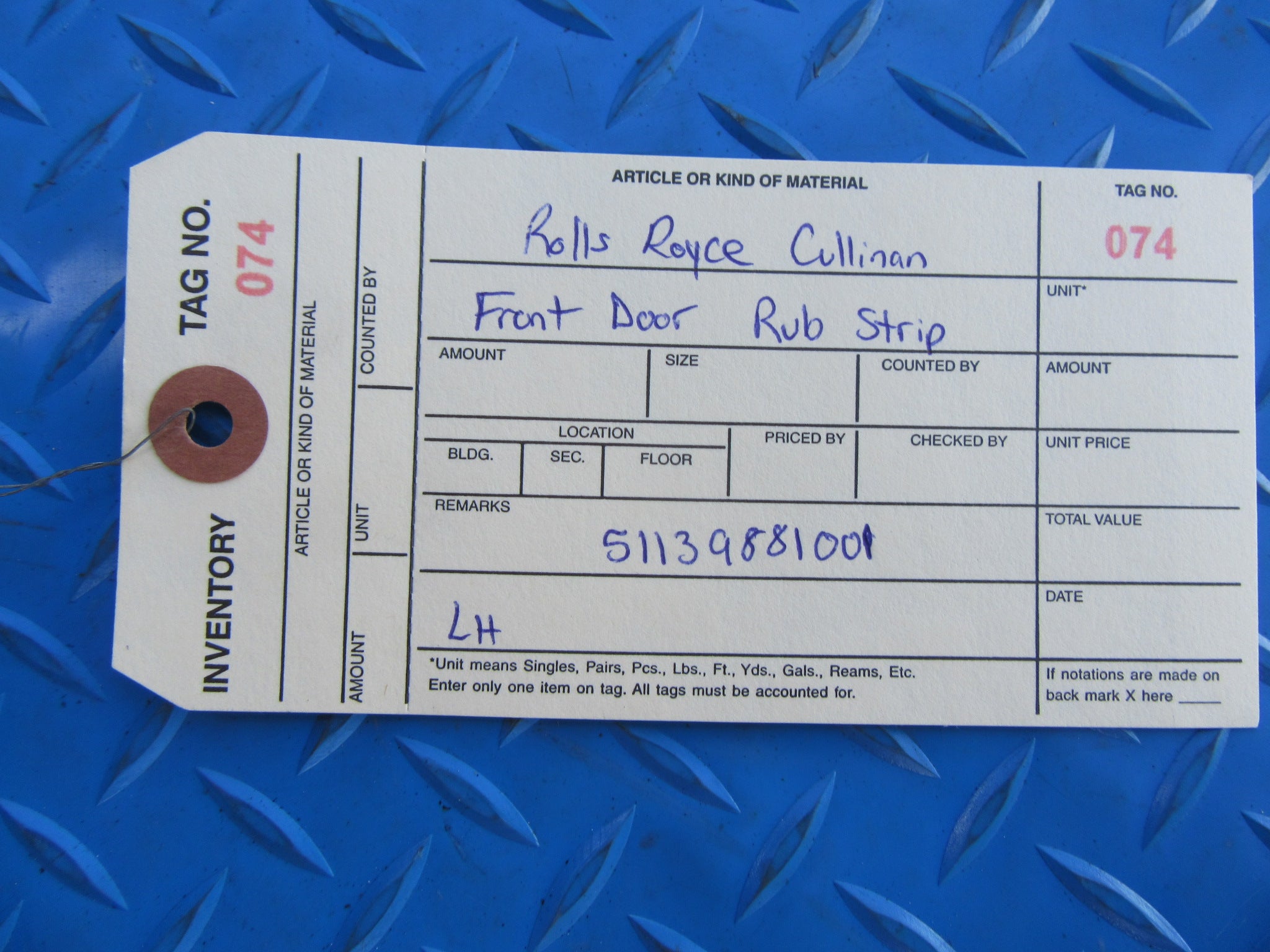 Rolls Royce Cullinan Black Badge left front door side rub strip #0074