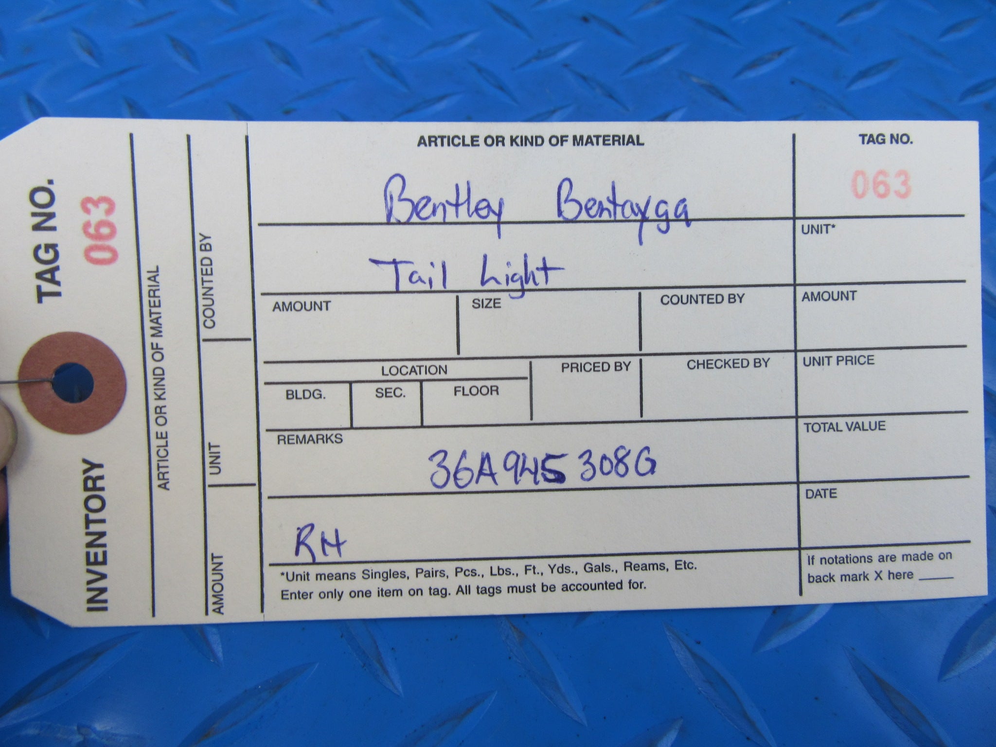 Bentley Bentayga right tail light #0063