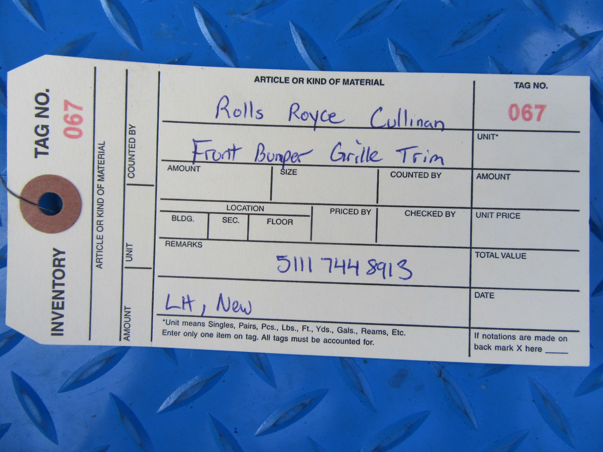 Rolls Royce Cullinan left front bumper chrome grille trim NEW #0067