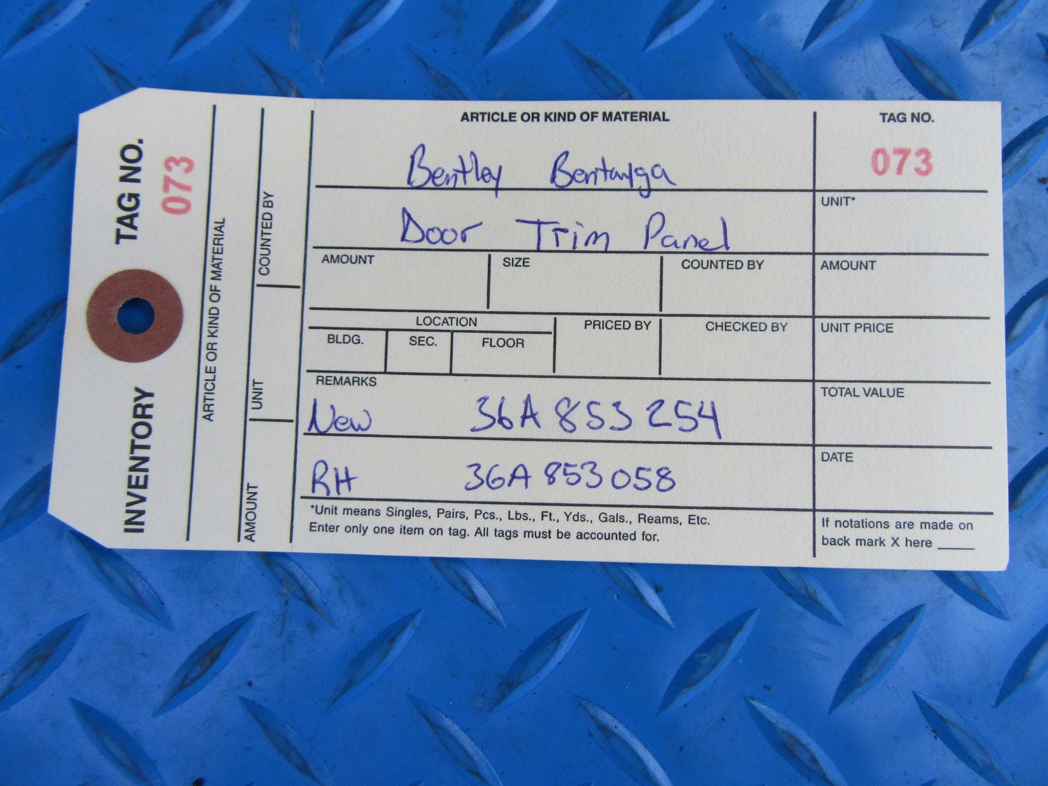 Bentley Bentayga right rear door trim panel NEW #0073