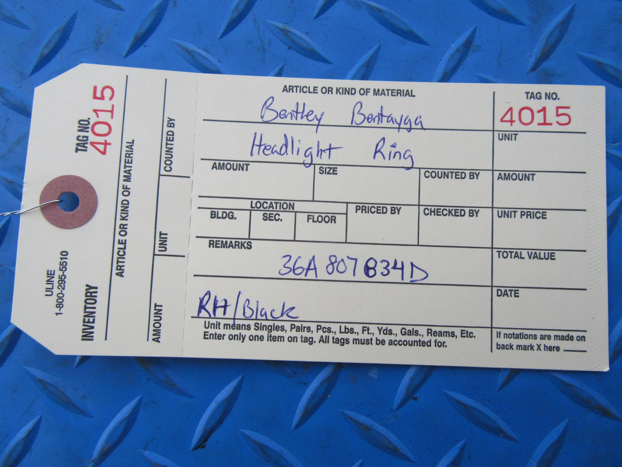 Bentley Bentayga right inner black headlight ring #4015