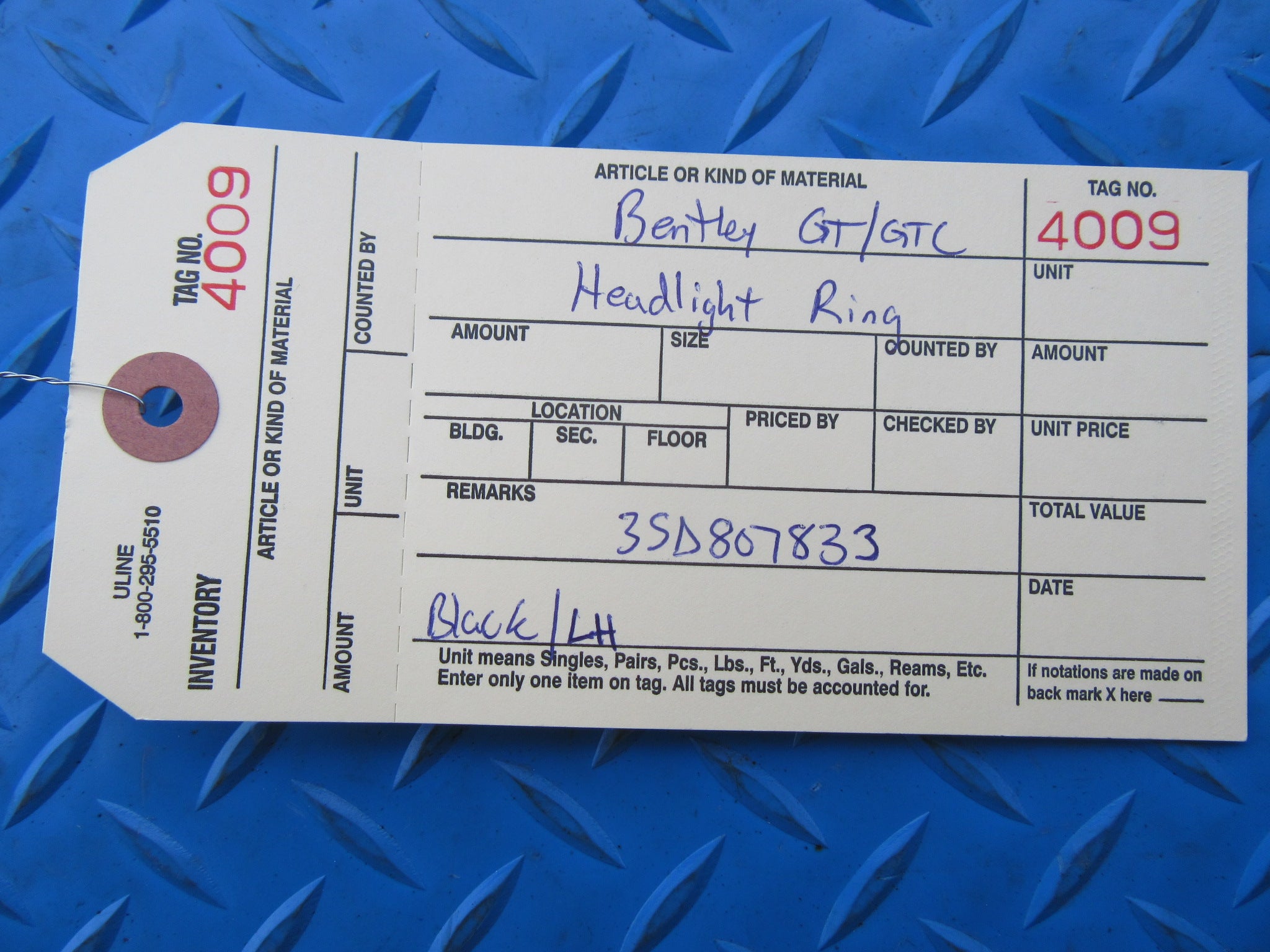 Bentley Continental GT GTC left inner headlight ring black #4009