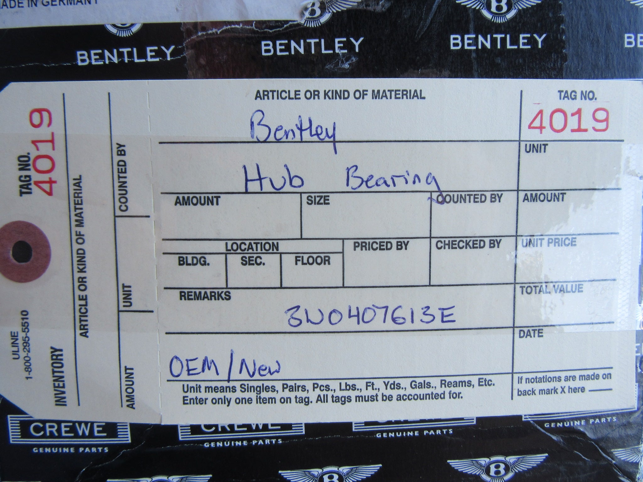 Bentley Continental GT GTC Flying Spur front or rear hub bearing NEW OEM #4019