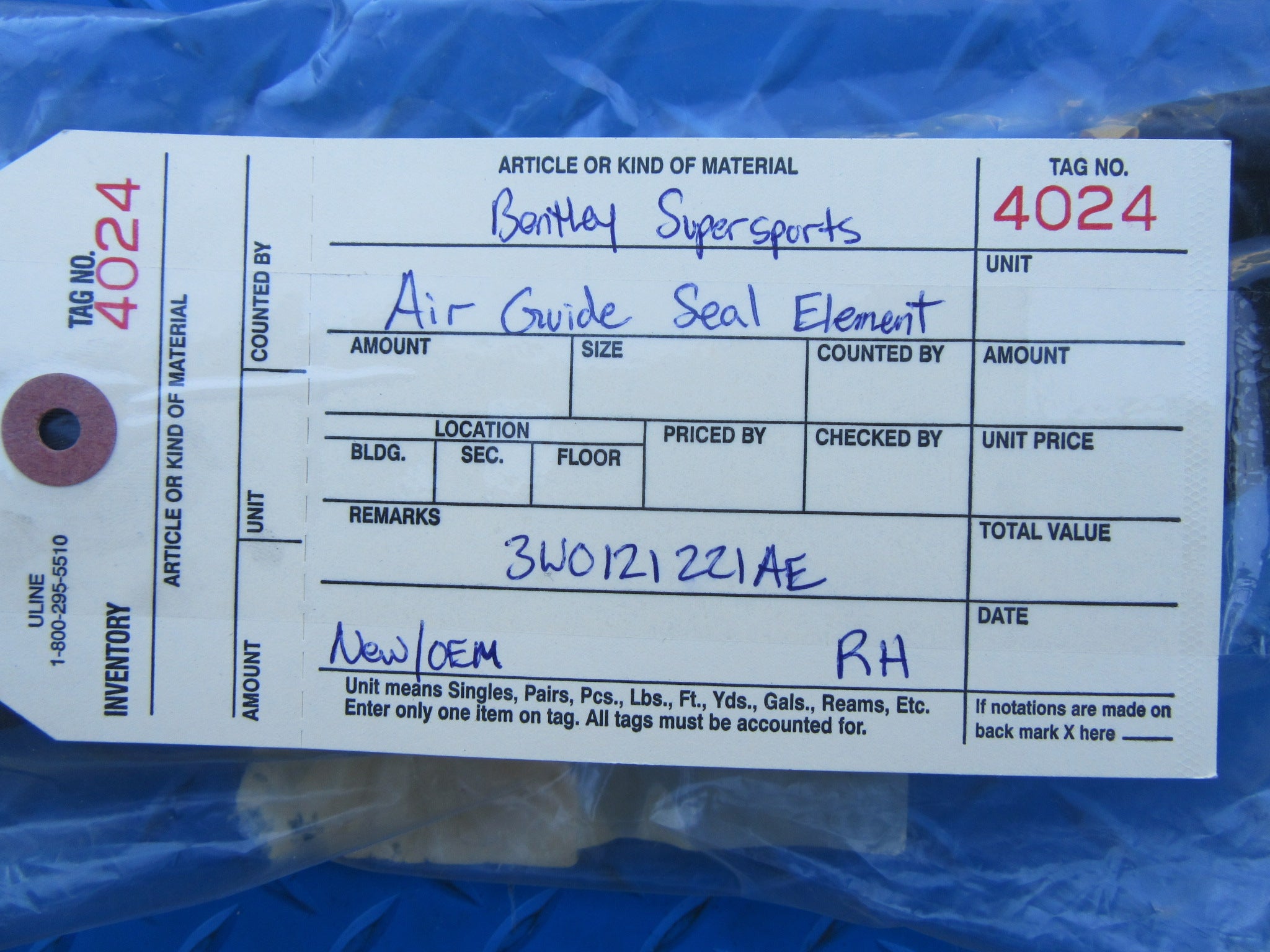 Bentley Continental Supersports right air guide seal element New OEM #4024