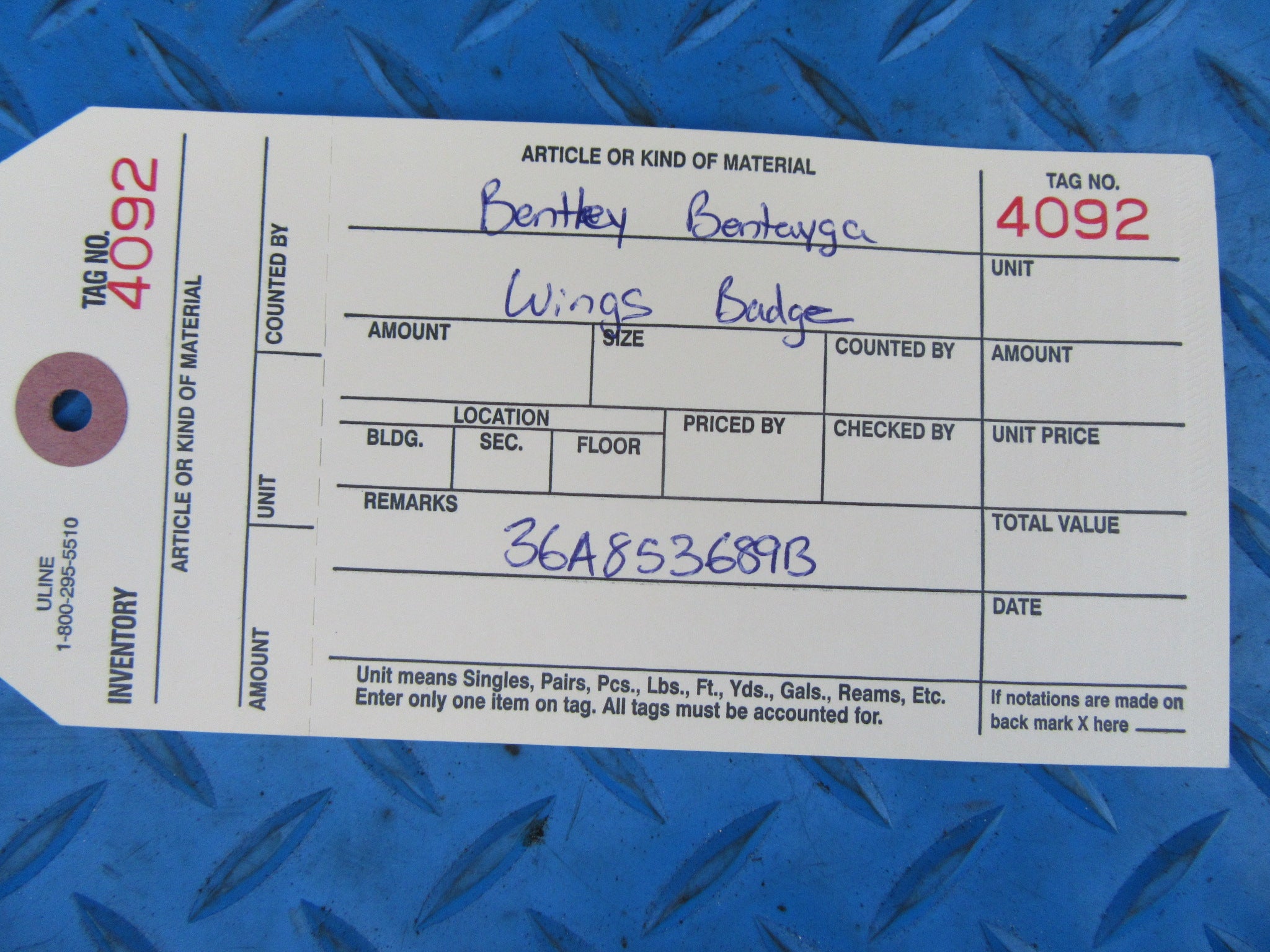 Bentley Bentayga rear trunk wings badge #4092
