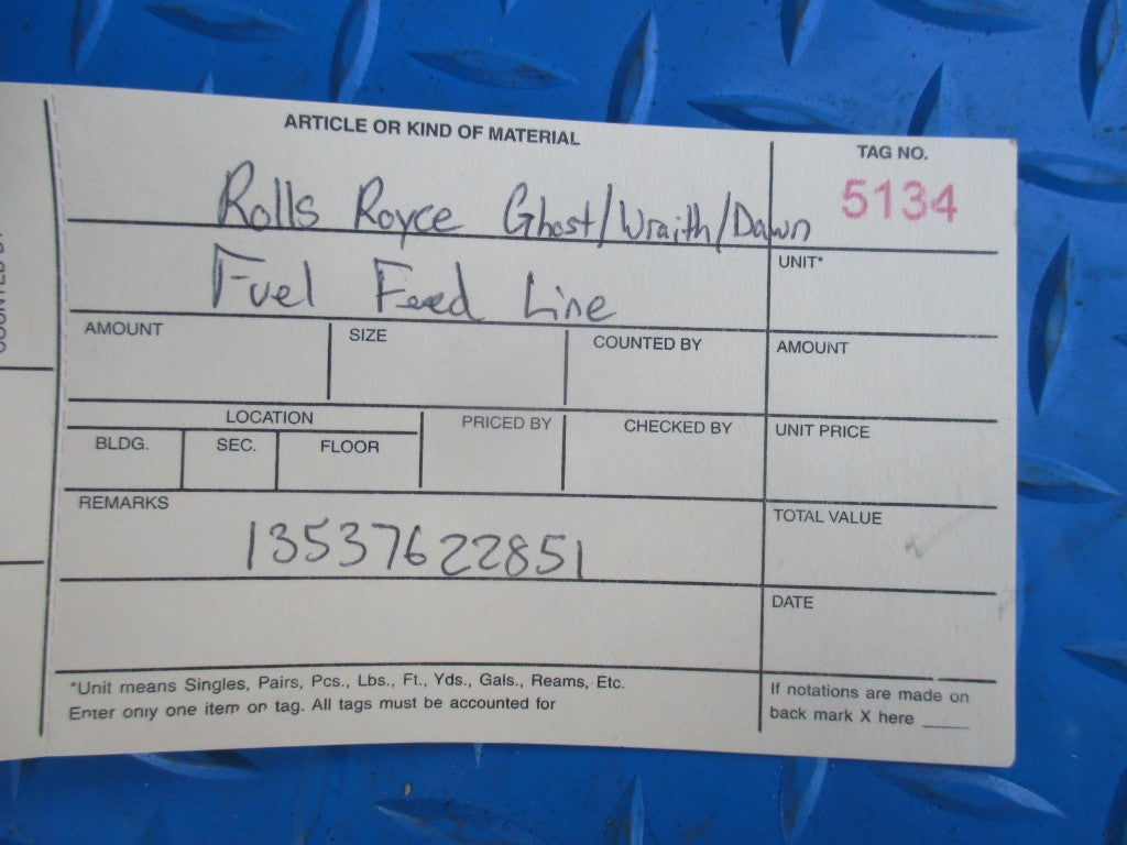 Rolls Royce Ghost Wraith Dawn fuel feed line rail #5134
