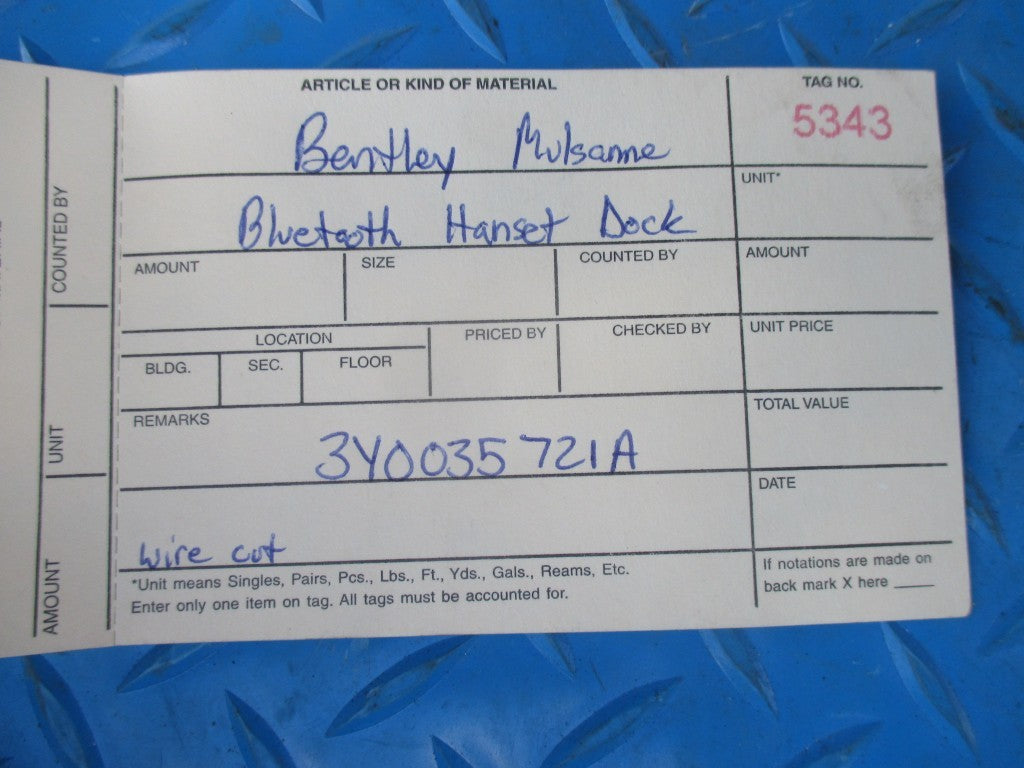 Bentley Mulsanne bluetooth telephone handset dock #5343
