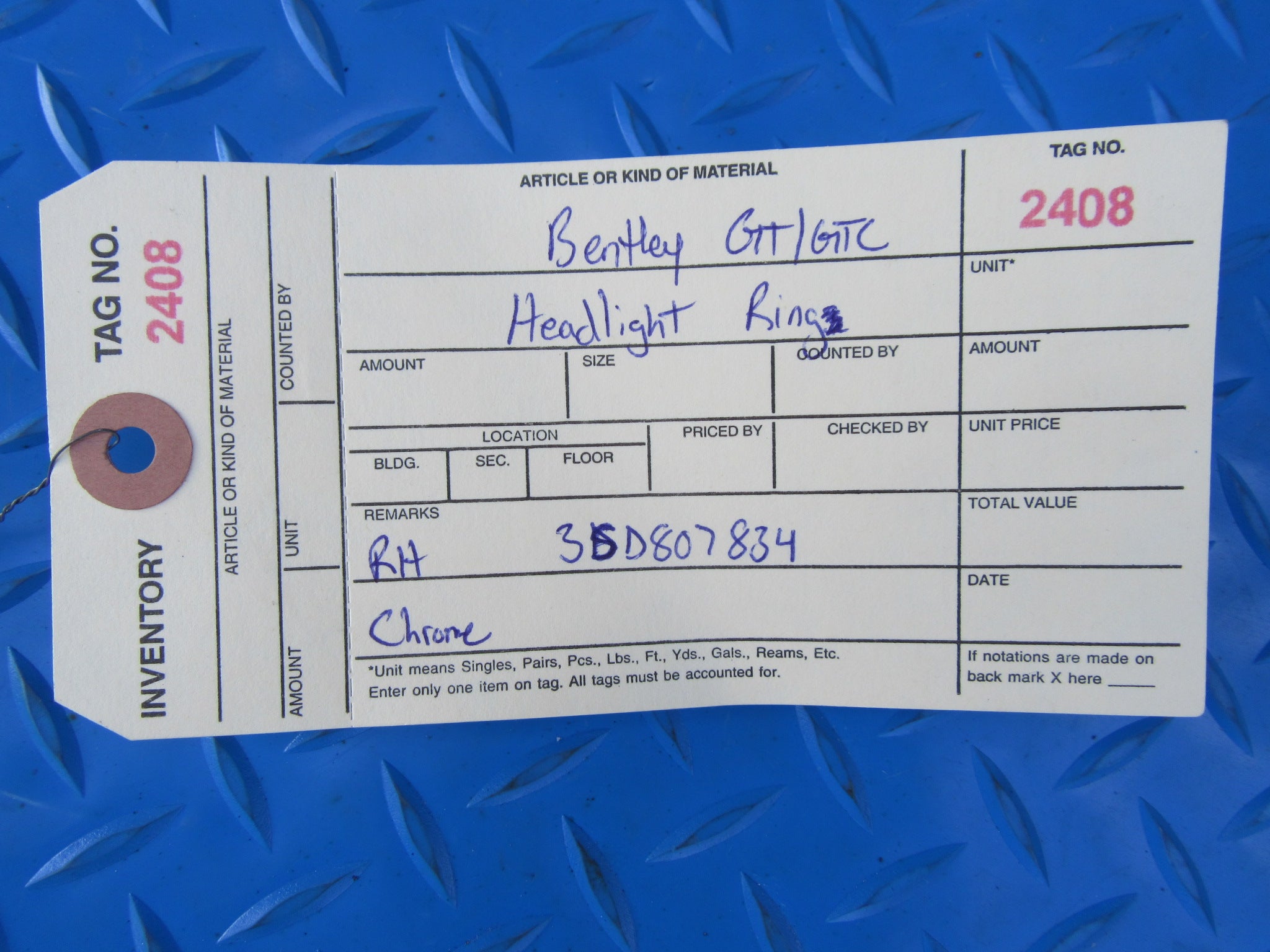 Bentley Continental GT GTC right inner headlight ring #2408