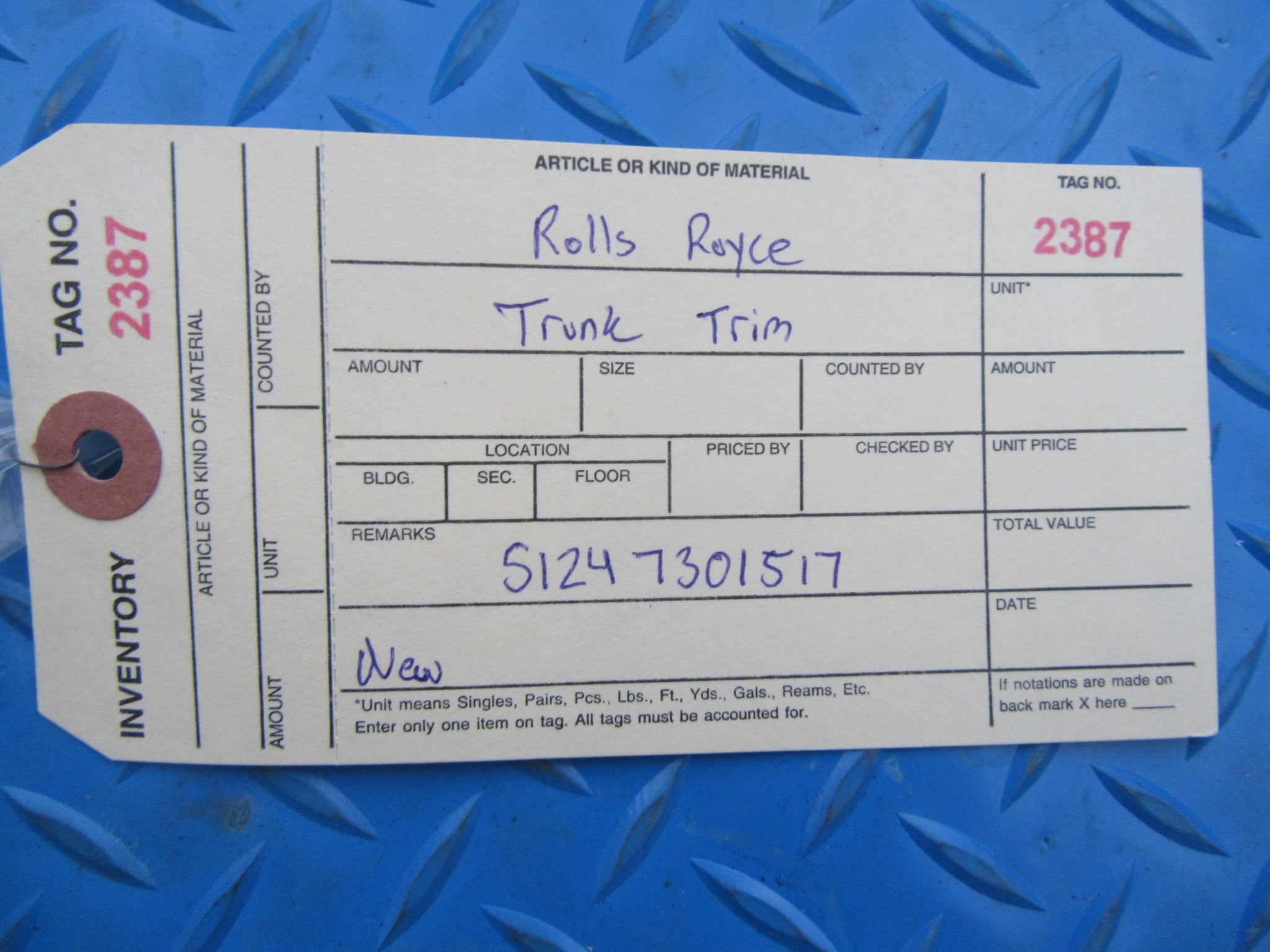 Rolls Royce Wraith Dawn trunk trim NEW OEM #2387