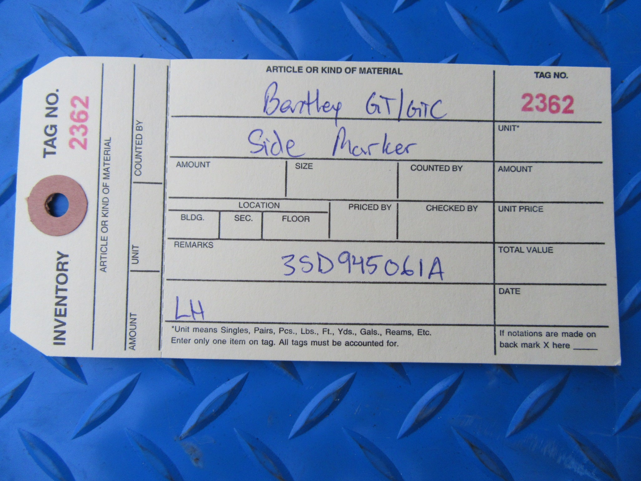 Bentley Continental GT GTC left front side marker light #2362