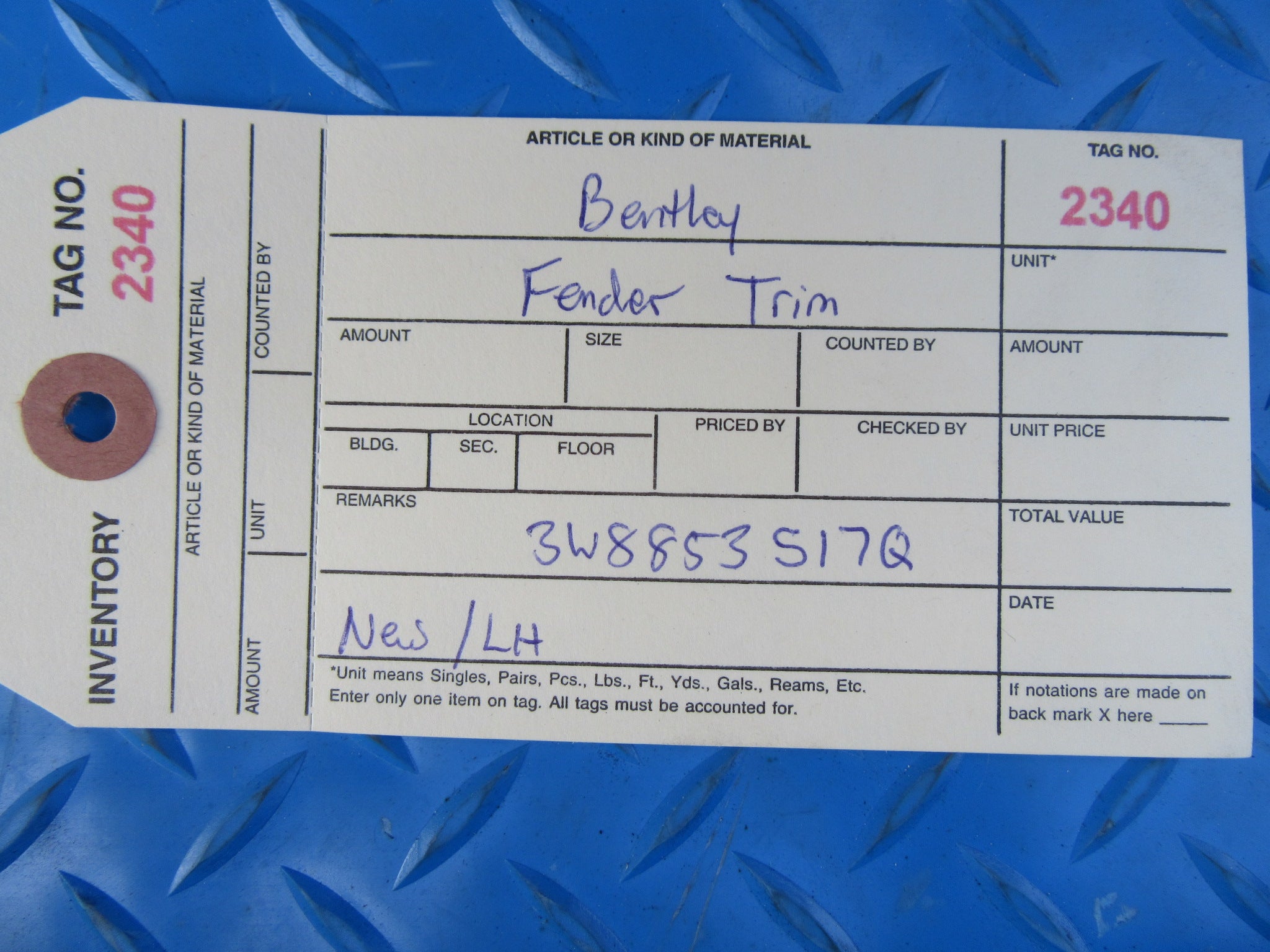 Bentley Continental GT GTC left fender chrome trim #2340