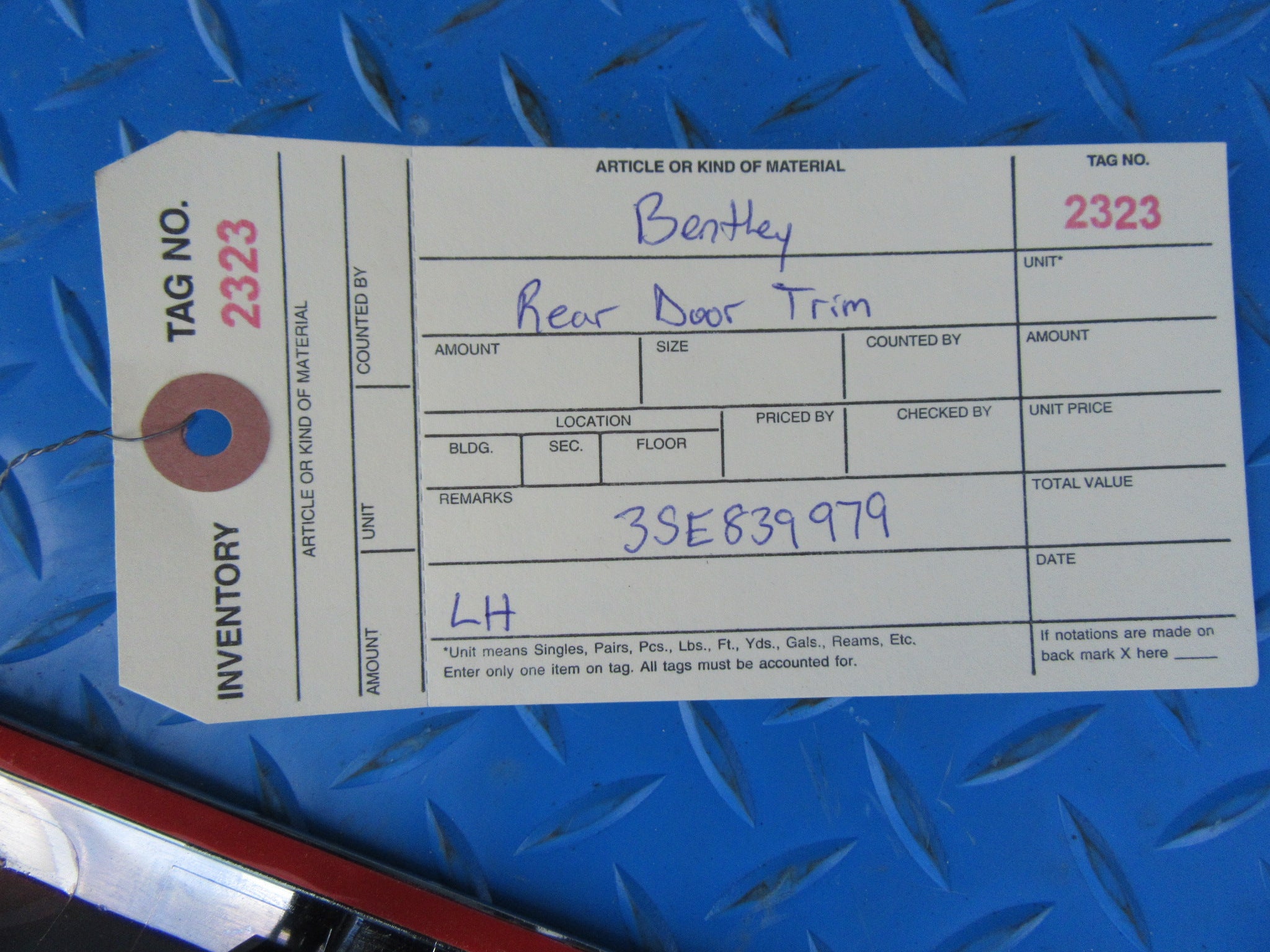 Bentley Continental Flying Spur right rear door lower chrome trim #2323