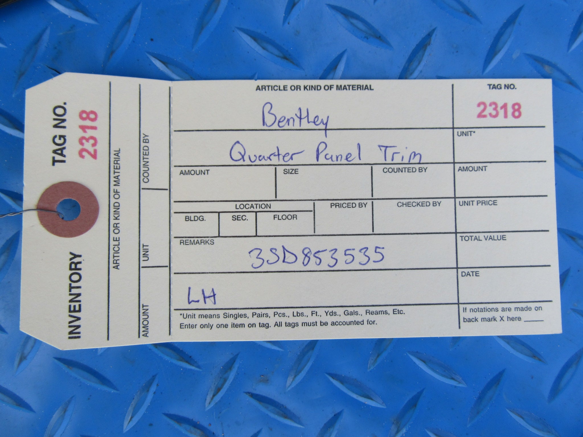 Bentley Continental GT GTC left quarter panel trim black #2318