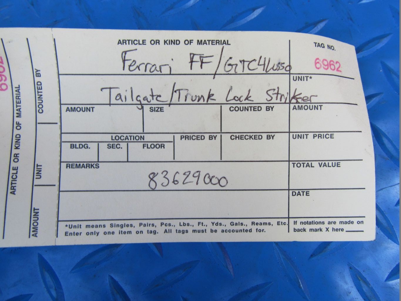 Ferrari FF GTC4 Lusso liftgate trunk lock striker #6962