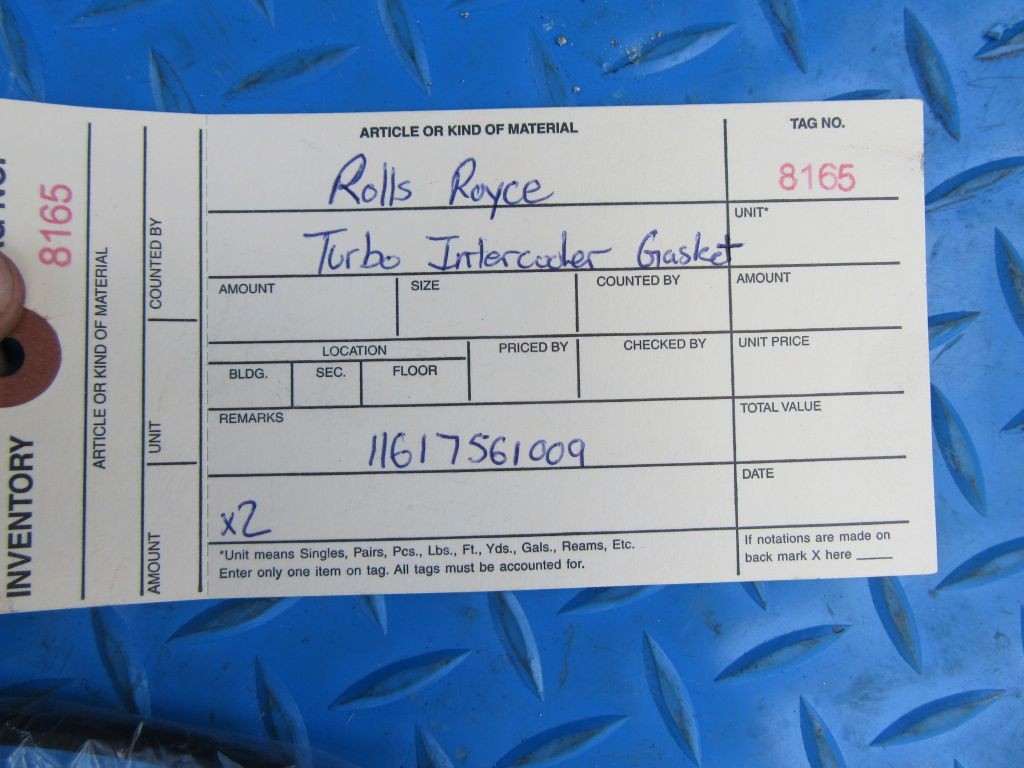 Rolls Royce turbo intercooler gasket #8165