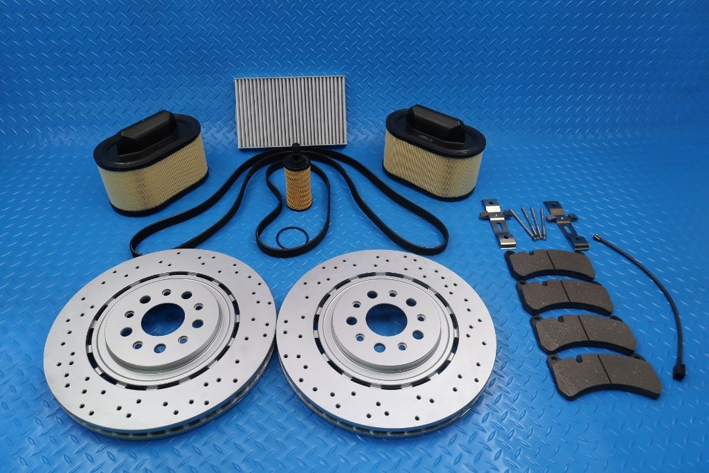 Maserati Ghibli Quattroporte front brake pads rotors filters belt service kit #9278