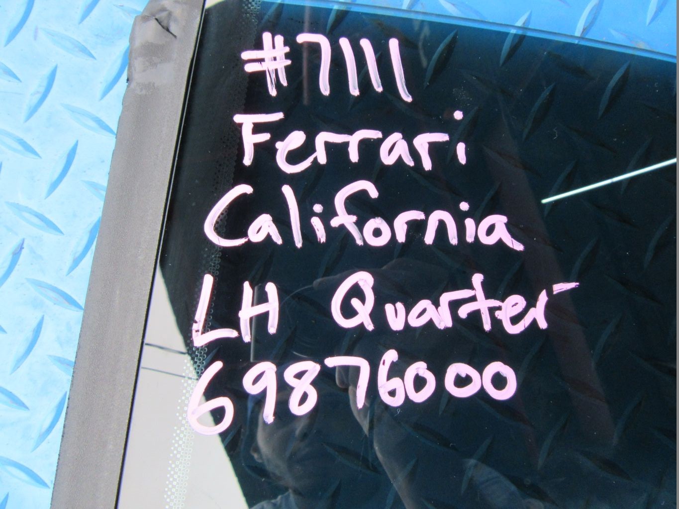 Ferrari California left rear quarter window wind wing glass #7111