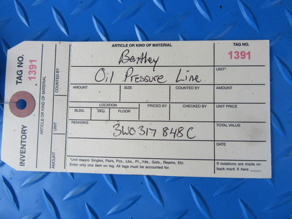 Bentley Continental Flying Spur GT GTC transmission oil cooler left pressure line #1391